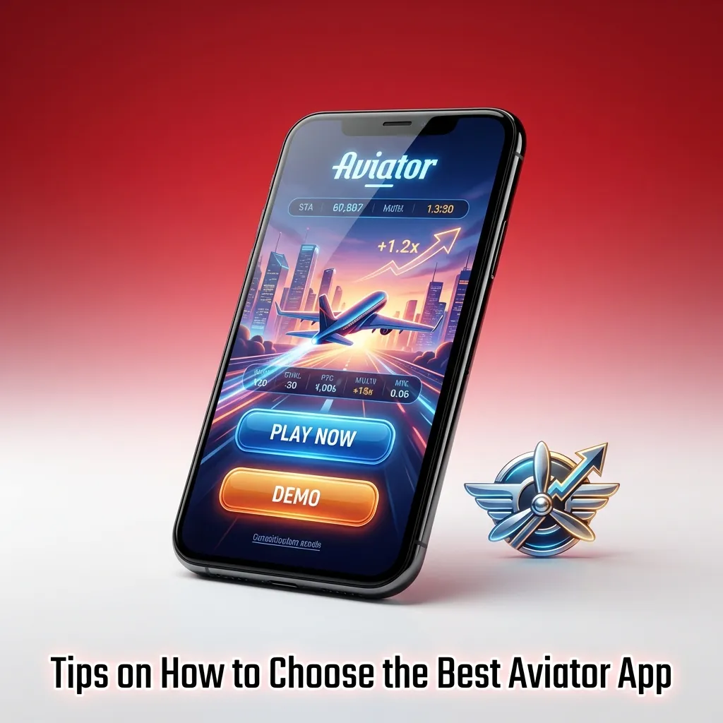 Smartphone screen displaying the Aviator game app with tips on choosing the best platform.